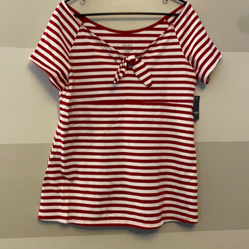 Torrid retro red & white striped shirt, brand new